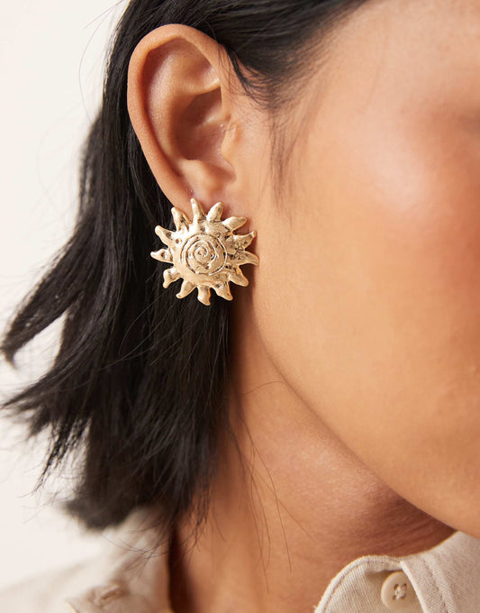 Stud Earrings With Sun Design