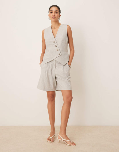 Tailored Pleat Front Longline Short Co-Ord