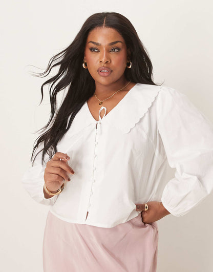 Plus Birdie Long Sleeve Blouse