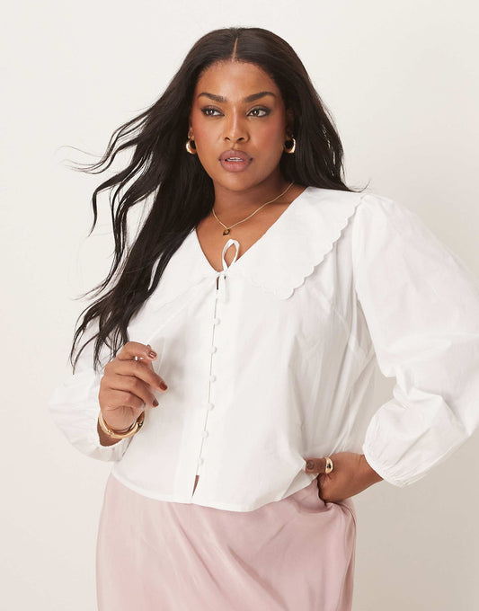 Plus Birdie Long Sleeve Blouse
