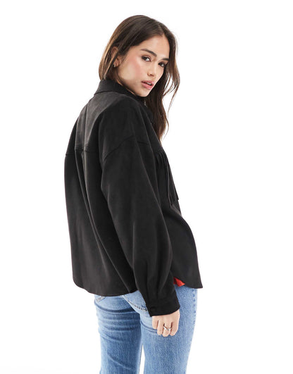 Faux Suede Tassel Shirt