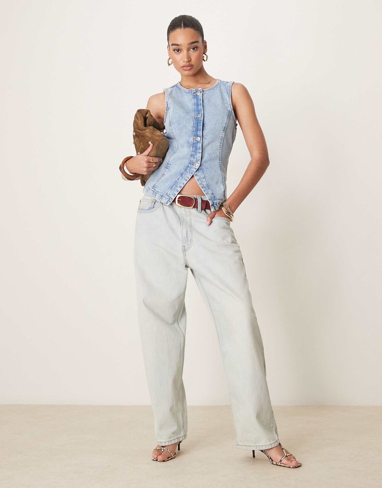 Sleeveless Sculpted Denim Waistcoat