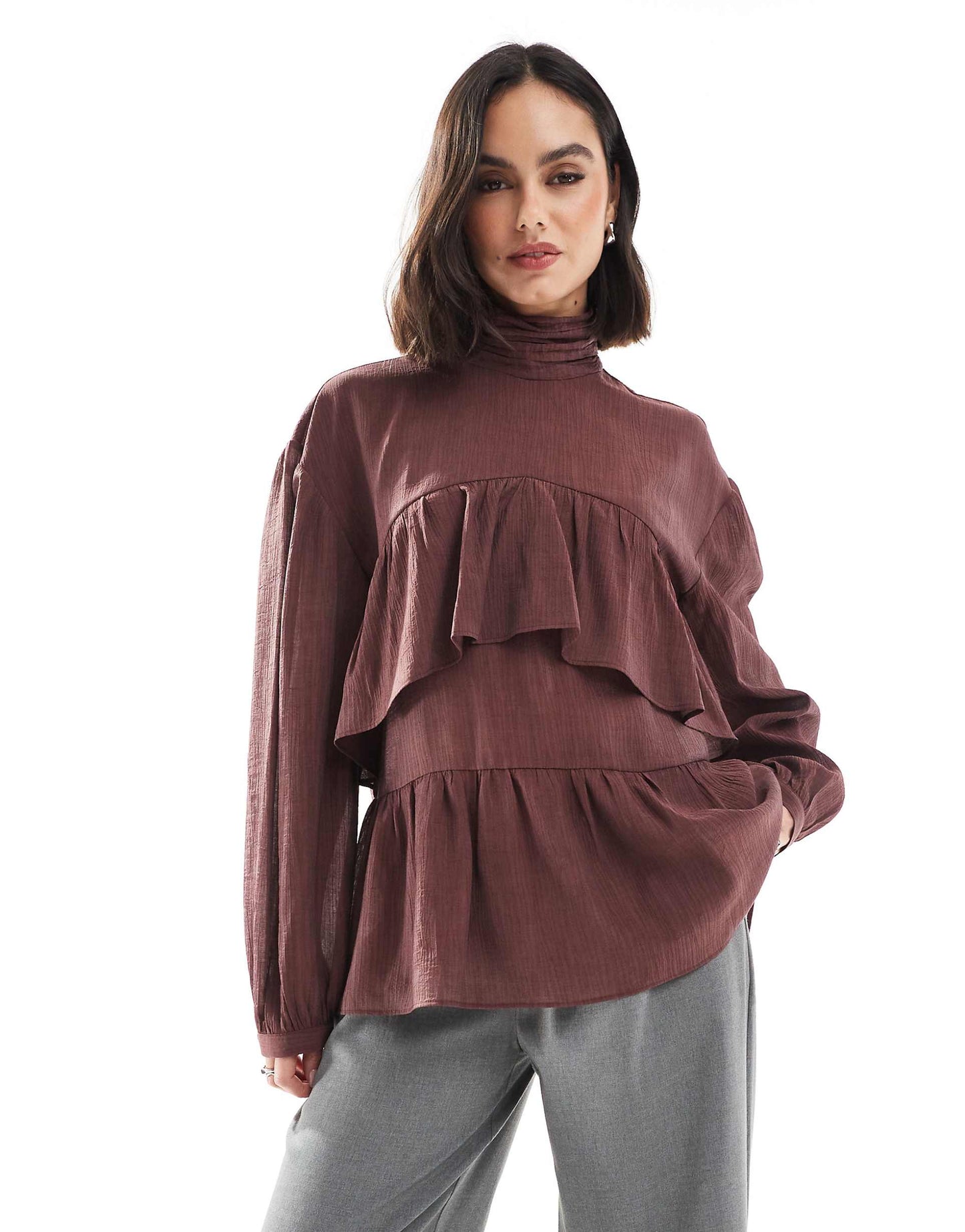 High Neck Ruffle Top
