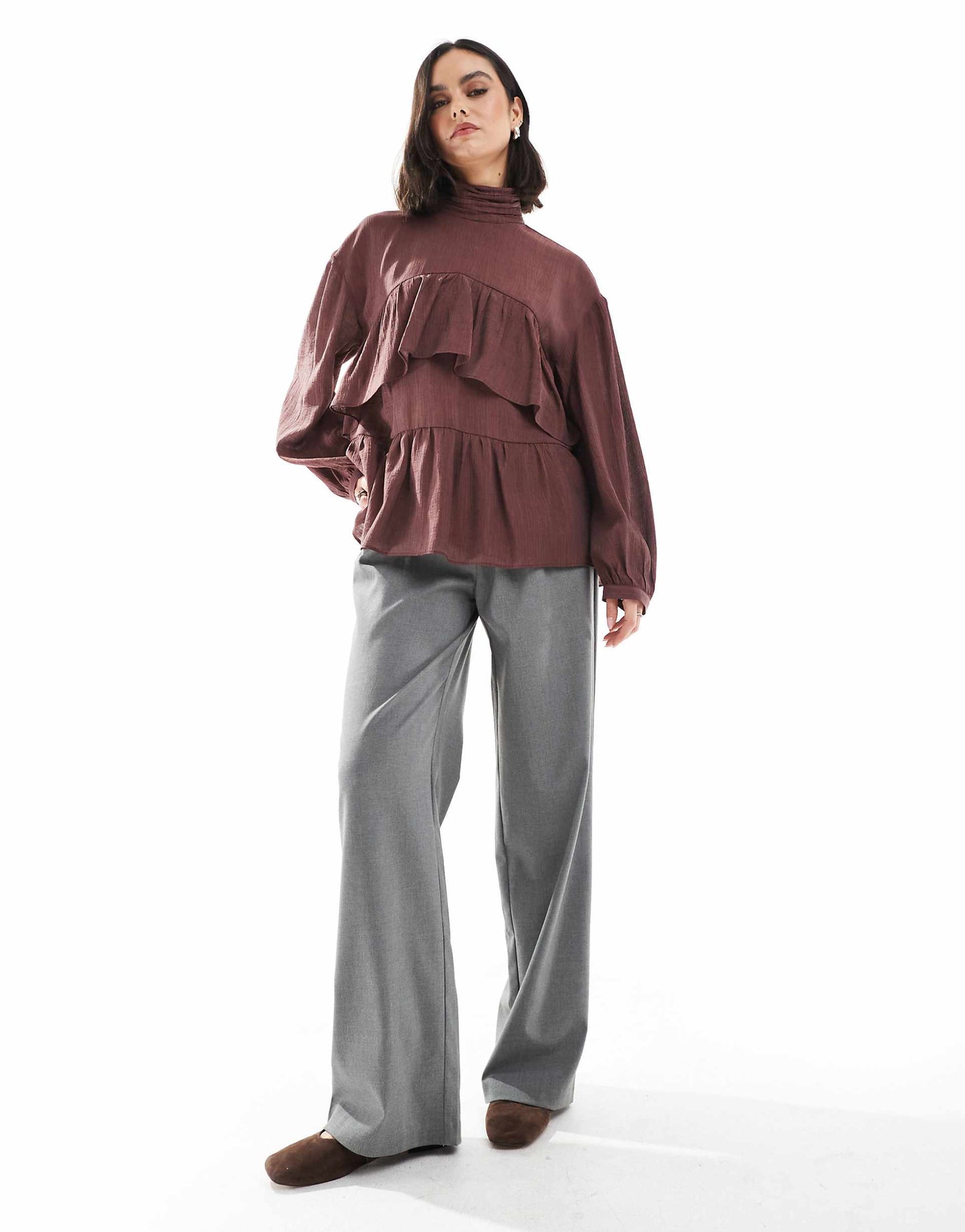 High Neck Ruffle Top