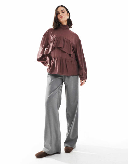 High Neck Ruffle Top