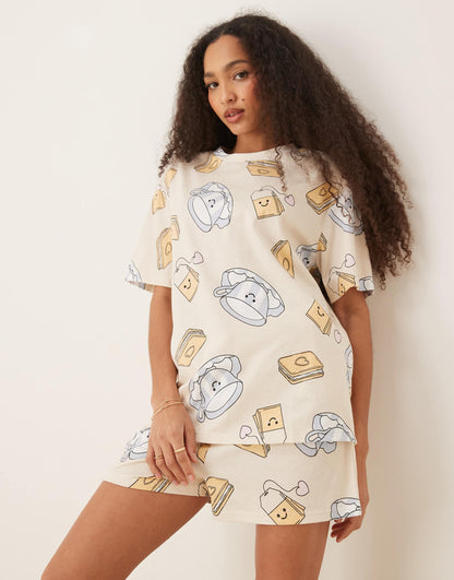 Tea And Biscuits Oversized Tee And Short Set