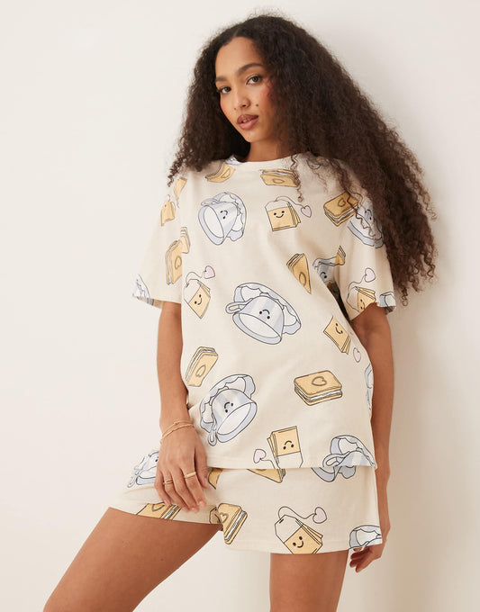 Tea And Biscuits Oversized Tee And Short Set