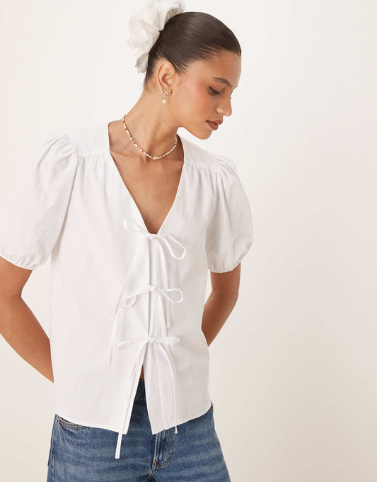 Bernadetta Short Sleeve Tie-Detail Blouse