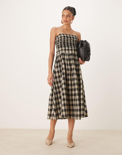 Felicity Bandeau Drop Waist Midi Dress