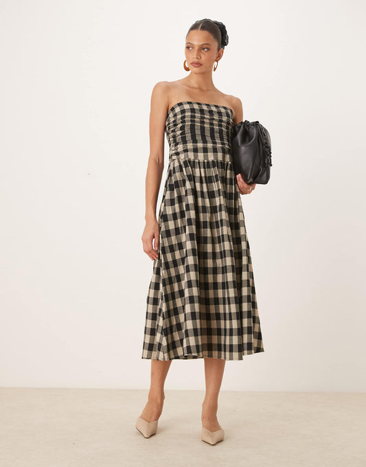 Felicity Bandeau Drop Waist Midi Dress