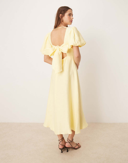 Zola Puff Sleeve Midi Dress