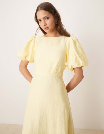 Zola Puff Sleeve Midi Dress