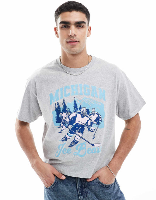 Cropped Oversized T-Shirt With Ski Graphic