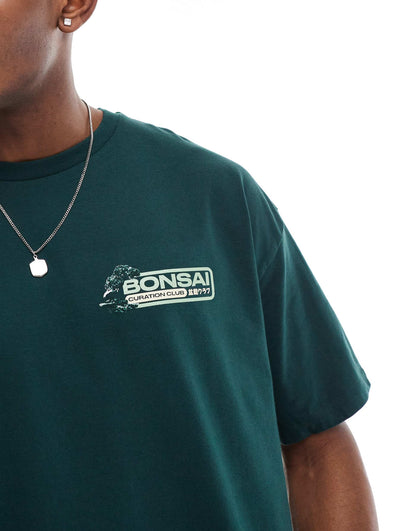 Boxy Oversized T-Shirt With Bonsai Graphic