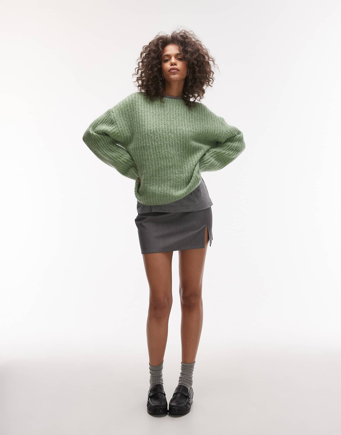 Wool Rich Hairy Knitted Sweater With Mohair