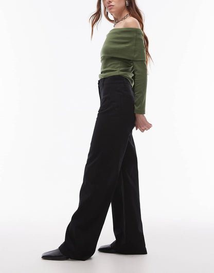 Lupine Stretch Cotton High Rise Wide Leg Jeans