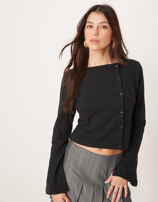 Asymmetric Soft Touch Button Up Top