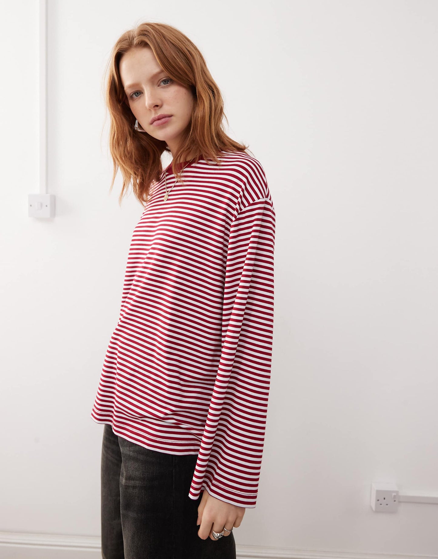 Long Sleeve Contrast Neck Tee