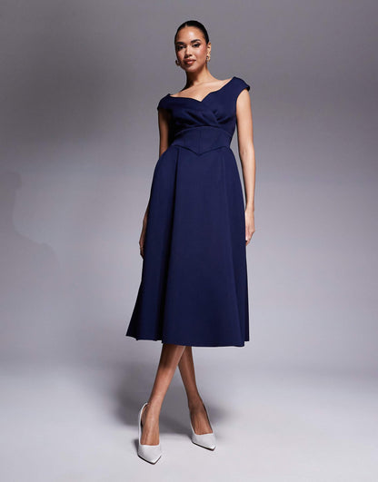 Corset Fit & Flare Midi Dress