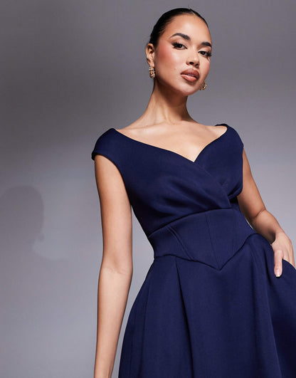 Corset Fit & Flare Midi Dress