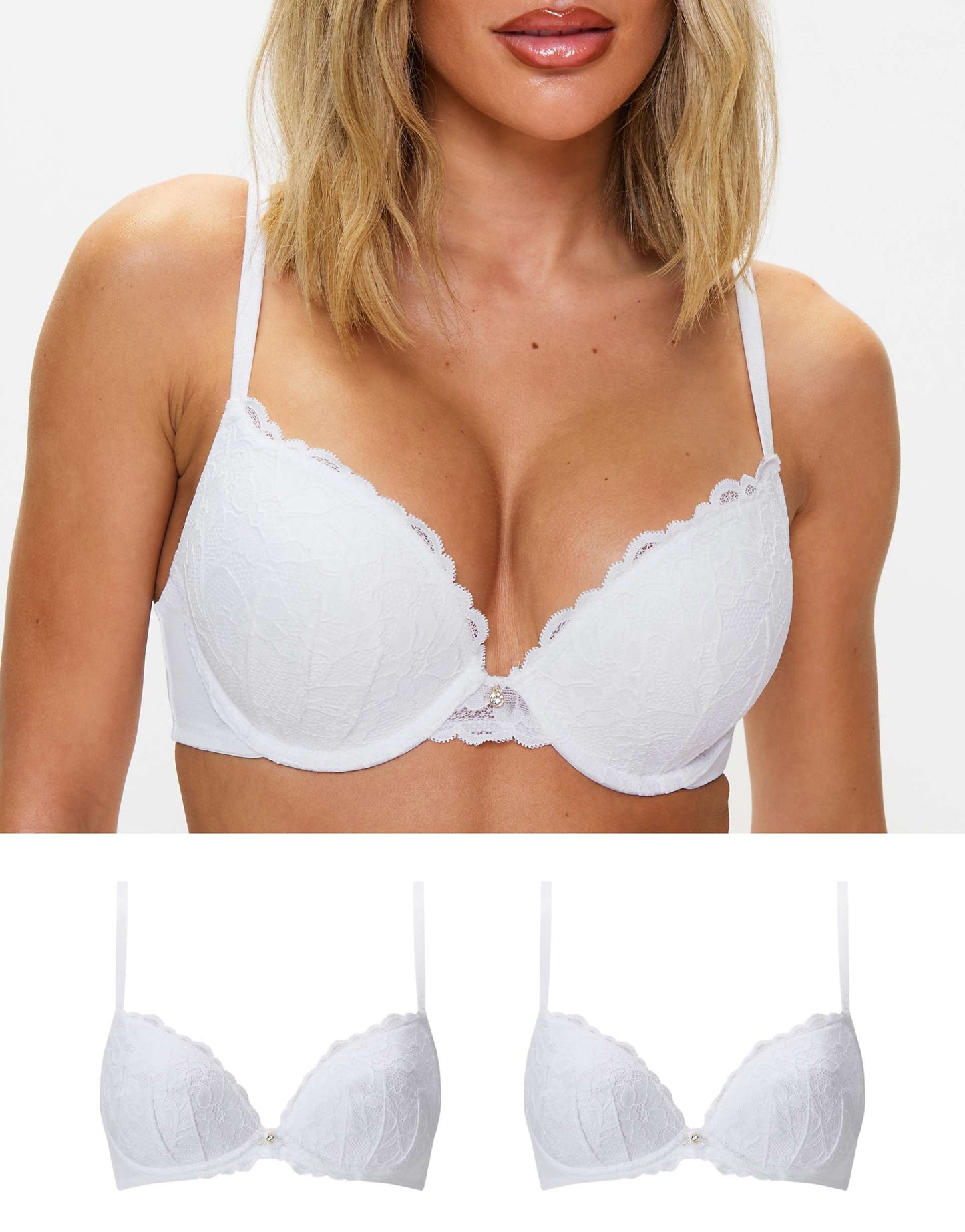 Sexy Lace Padded Plunge Bra 2 Pack