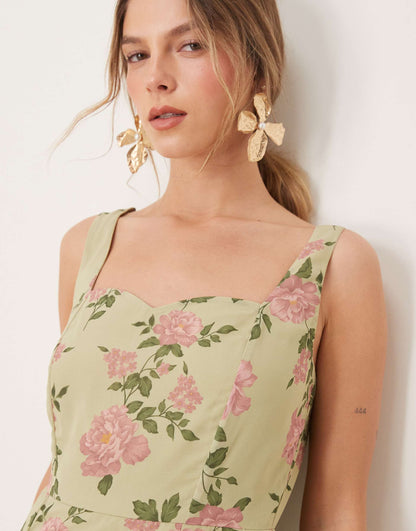 Frill Faux Wrap Strappy Maxi Dress
