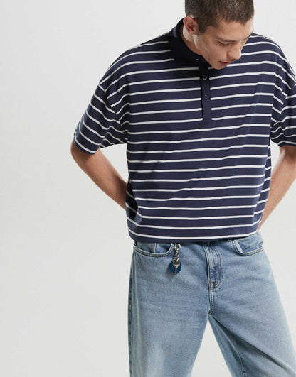 Oversized Crop Dropped Shoulder Polo