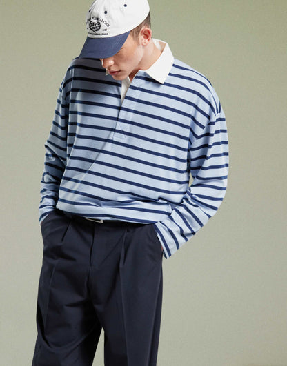 Oversized Dropped Shoulder Long Sleeve Polo