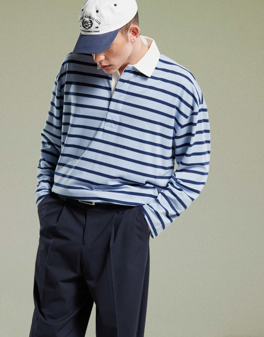 Oversized Dropped Shoulder Long Sleeve Polo