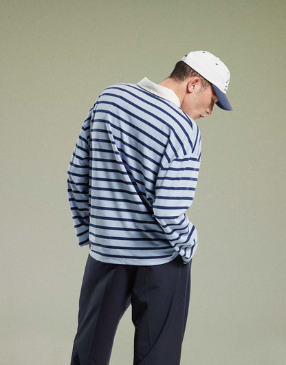 Oversized Dropped Shoulder Long Sleeve Polo