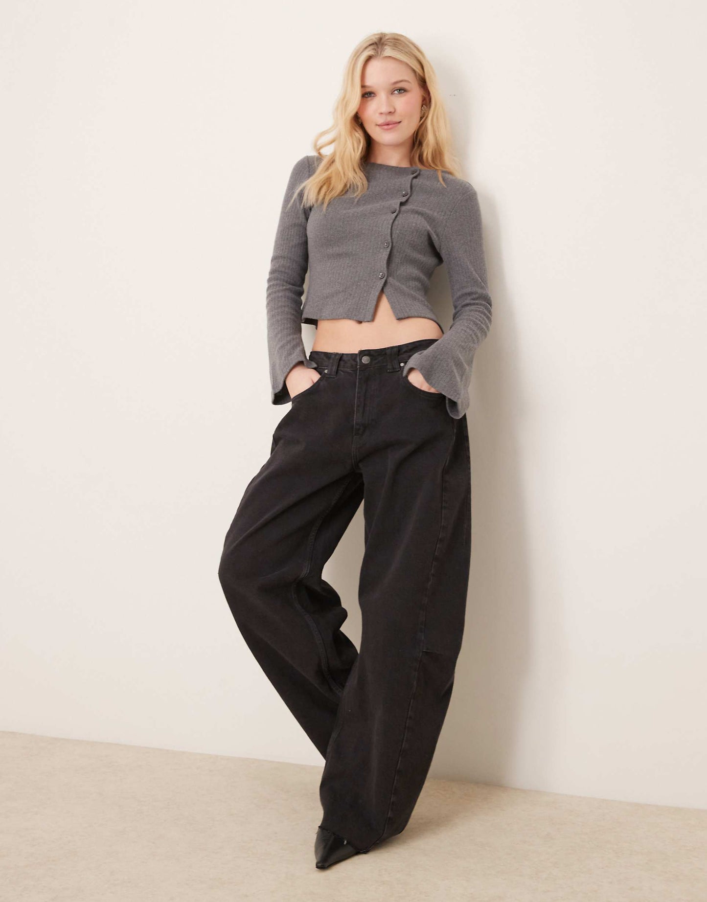 Asymmetric Soft Touch Button Up Top