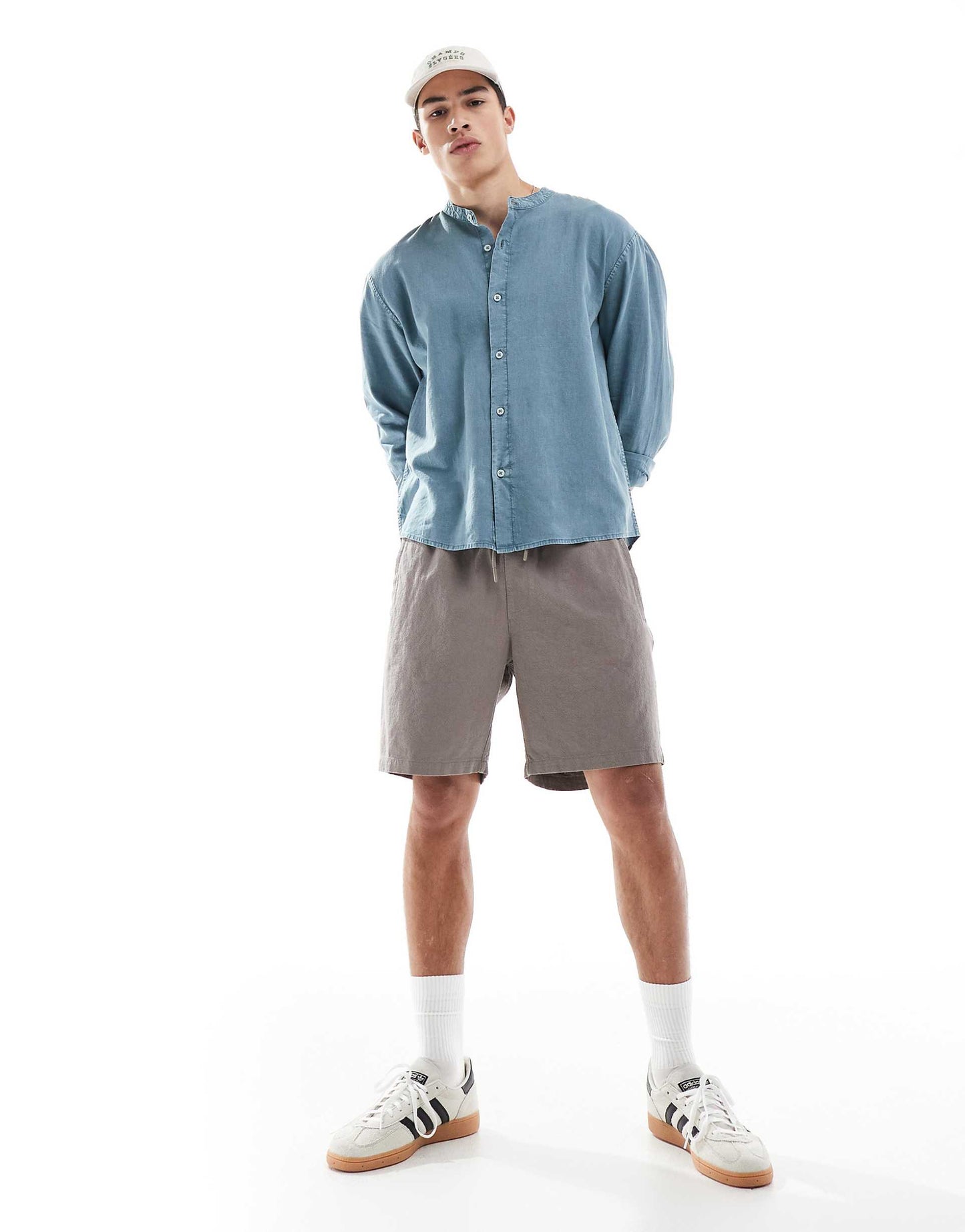 Long Sleeve Textured Grandad Shirt