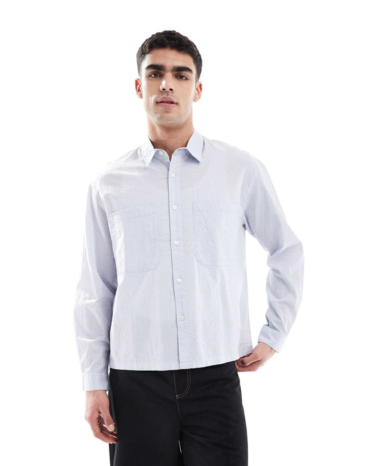 Long Sleeved Textured Checked Shirt