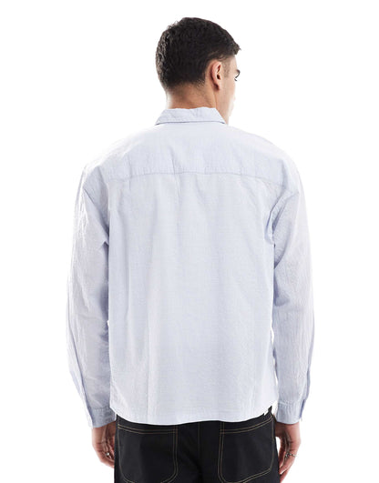 Long Sleeved Textured Checked Shirt
