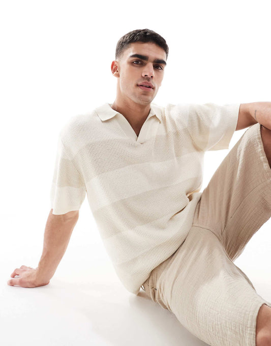 Knitted Stripe Polo