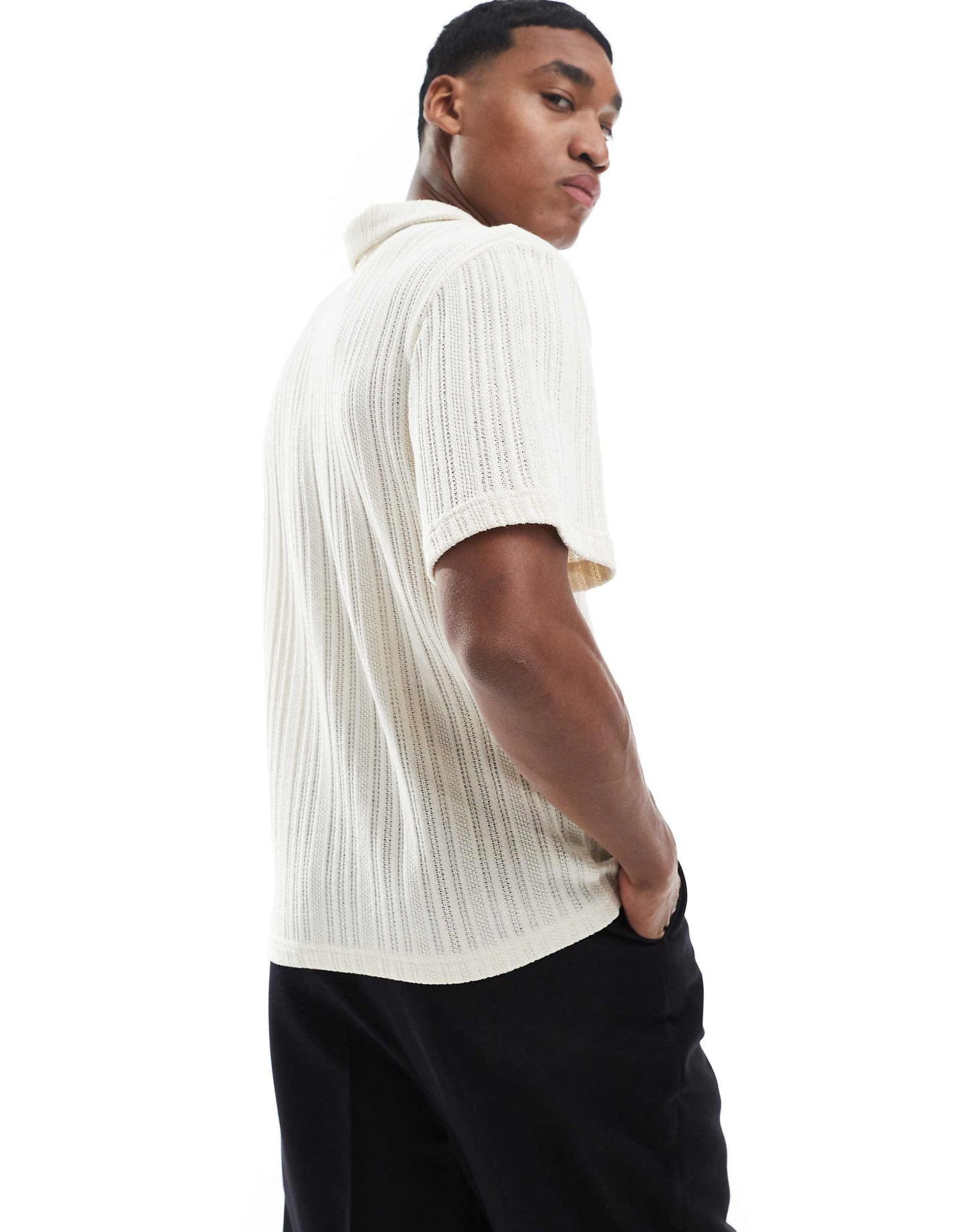Knitted Texture Stripe Polo