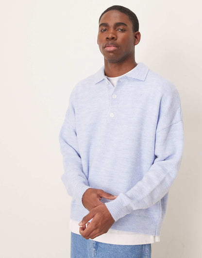 Oversized Boxy Fit Knitted Polo