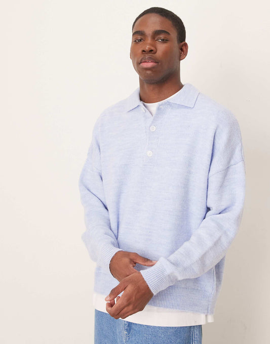 Oversized Boxy Fit Knitted Polo