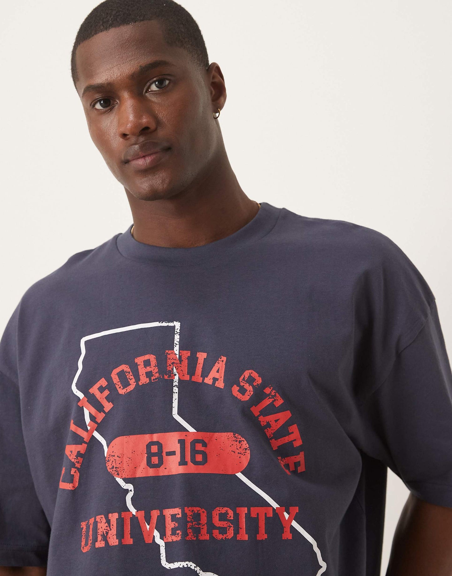 Cropped Oversized T-Shirt With Varsity Graphic