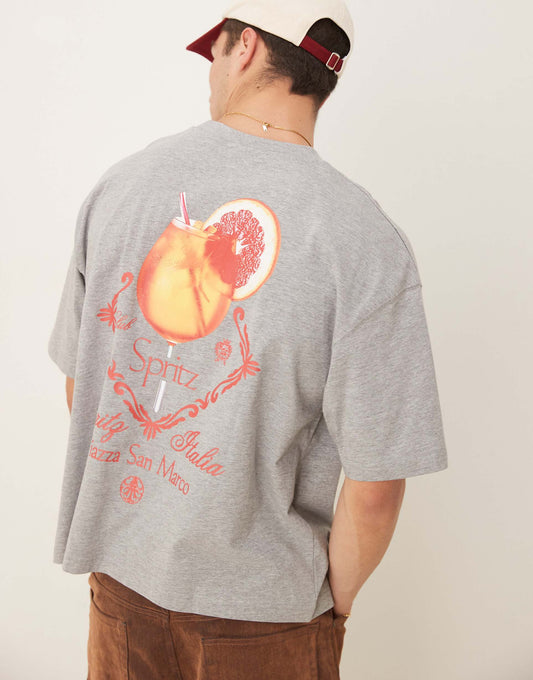 Boxy Oversized T-Shirt With Drink Graphic