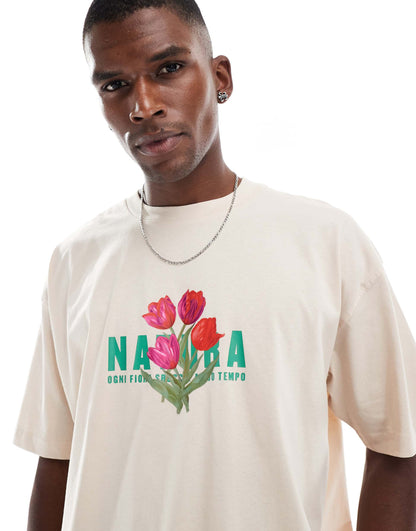 Oversized T-Shirt With Floral Graphic