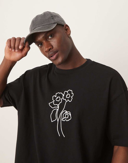Oversized T-Shirt With Floral Graphic