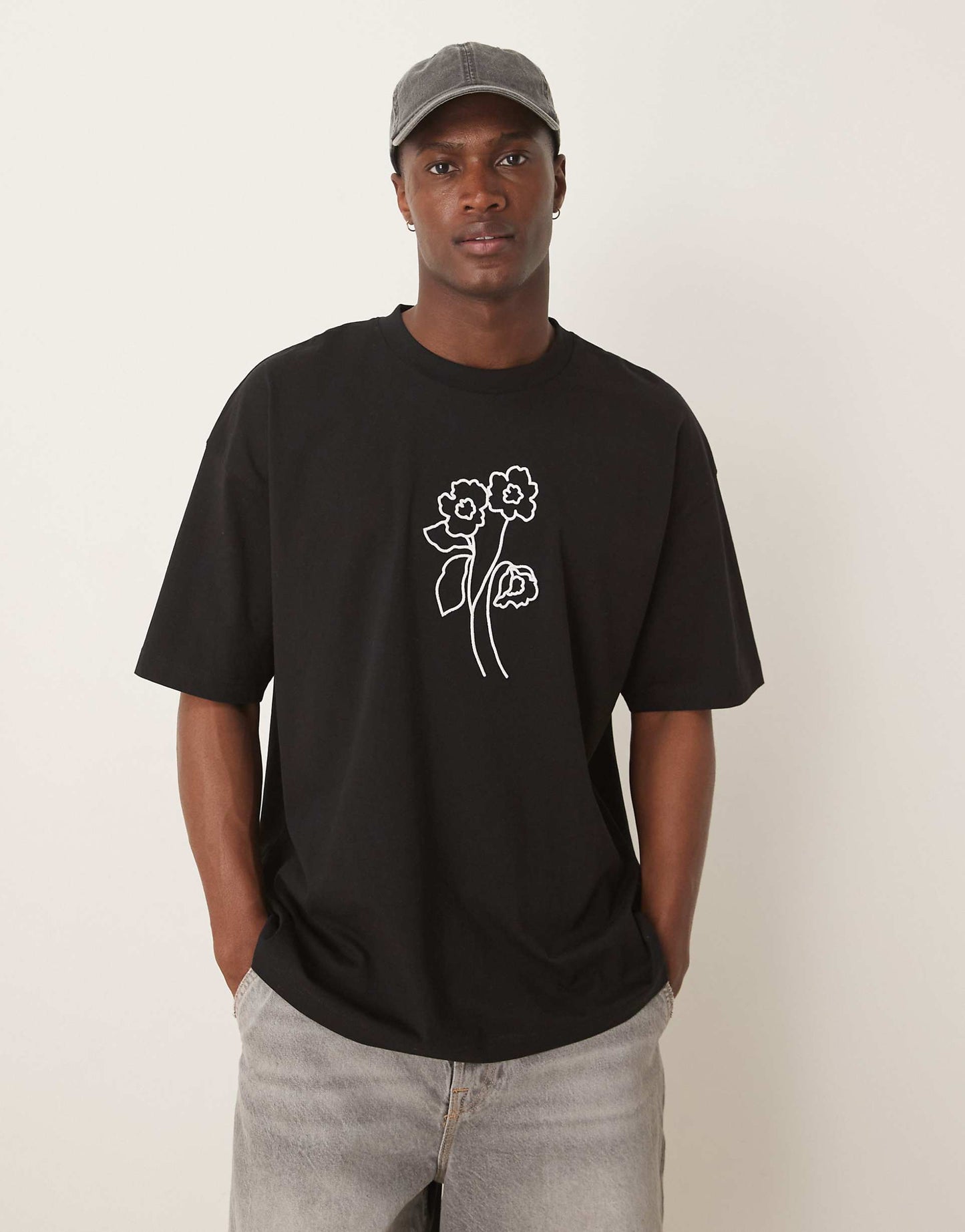 Oversized T-Shirt With Floral Graphic