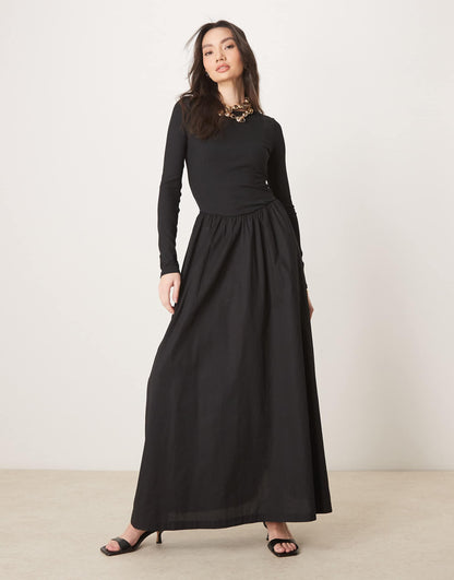 Ribbed Hybrid Maxi Dress