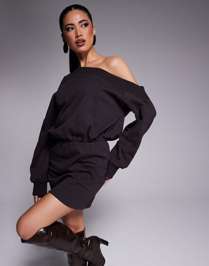 Asymmetric Sweat Mini Dress