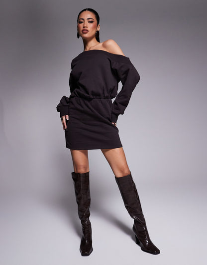 Asymmetric Sweat Mini Dress