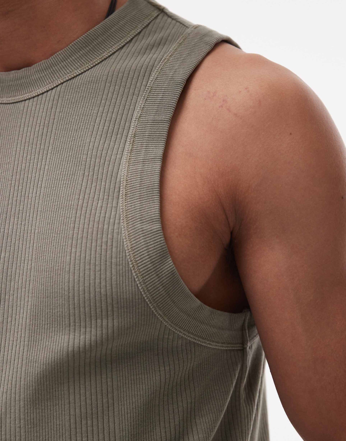 High Neck Stripe Rib Vest
