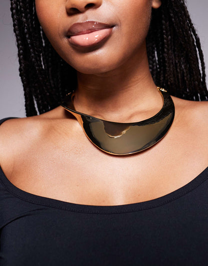 Limited Edition Torque Choker Necklace With Wide Abstract Twist Design