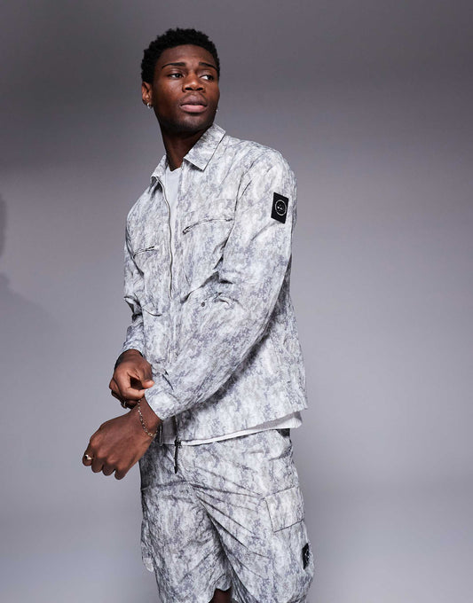 Co-Ord Faded Camo Print Overshirt