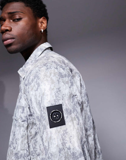 Co-Ord Faded Camo Print Overshirt